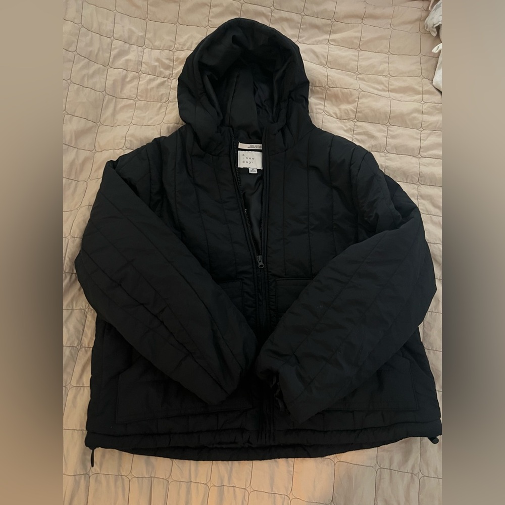 Black Quilted Coat - Great for maternity!